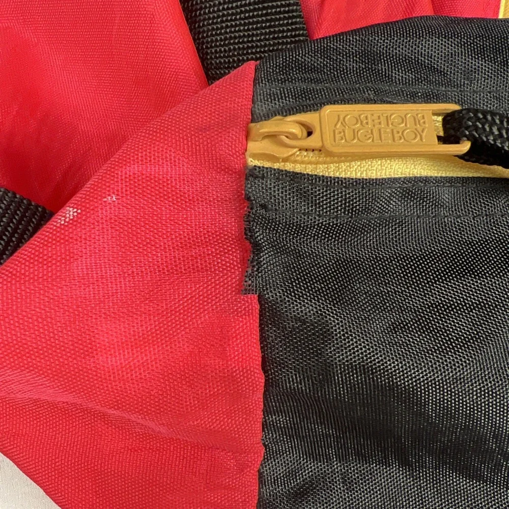 Vintage Bugle Boy Duffel Bag 90s Colorblock Teal Red Black Nylon Gym Travel Bag